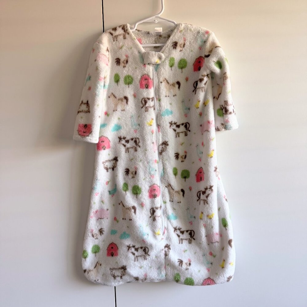 Hudson Baby 6-12M Long Sleeve Sleep Sack Fleece Farm Animal Barn Print